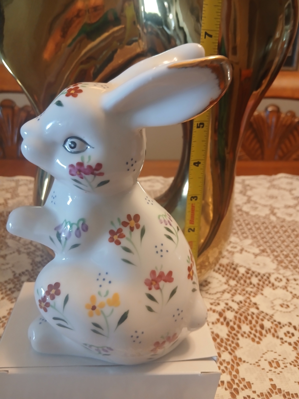 Formalities By Baum Brothers  White Bunny with Hand-Painted Floral Details